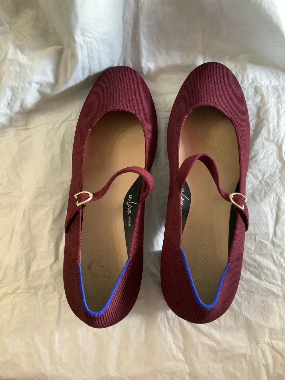 Rothy’s The Mary Jane Heel Women's Size 10 Burgundy Knit Block Heel Pumps - Picture 5 of 16